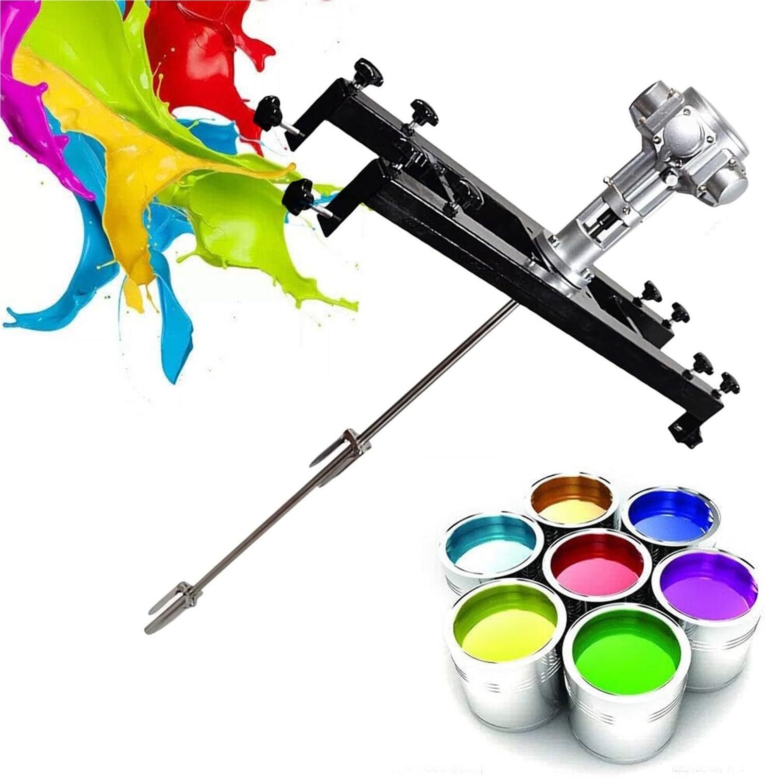Agitador de Aire eléctrico para Tanque, Mezclador de Pintura neumático, máquina agitadora de Pintura con Soporte Ajustable, Cuchilla de Acero Inoxidable con(