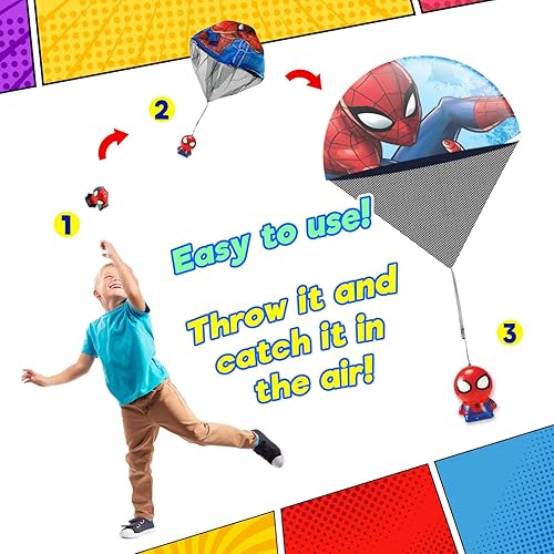 Miniatura 5 de JA-RU Marvel Avengers & Spiderman - Figuras de bola de espuma blanda de paracaídas (1 unidad surtida) juguetes de bola antiestrés de superhéroes