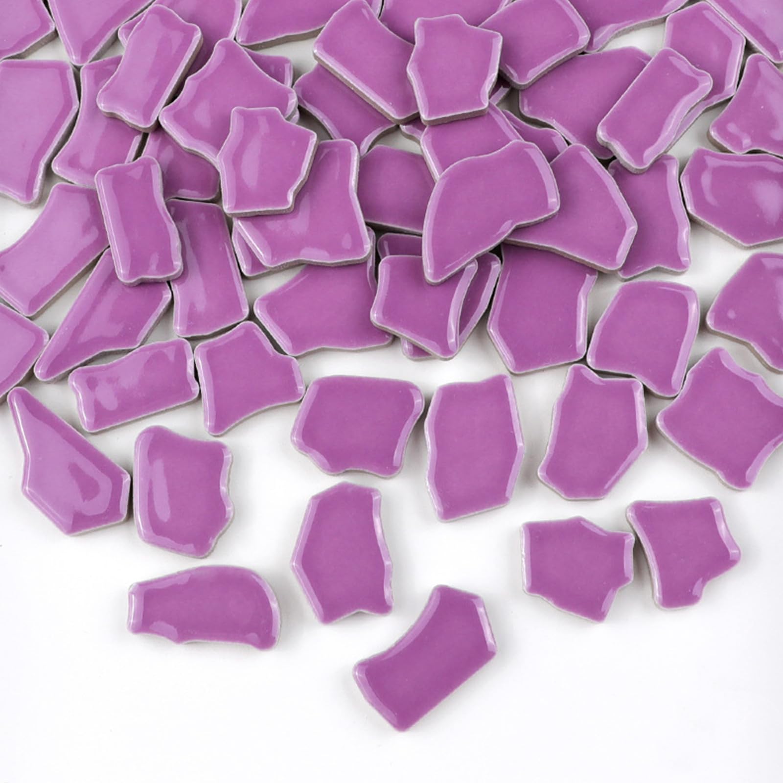 500g Irregular Ceramics Mosaic Tiles, 2-4cm Mosaic Pieces Stones for DIY Mosaic Making Craft Hobby Arts Home Wall Decoration (Purple)