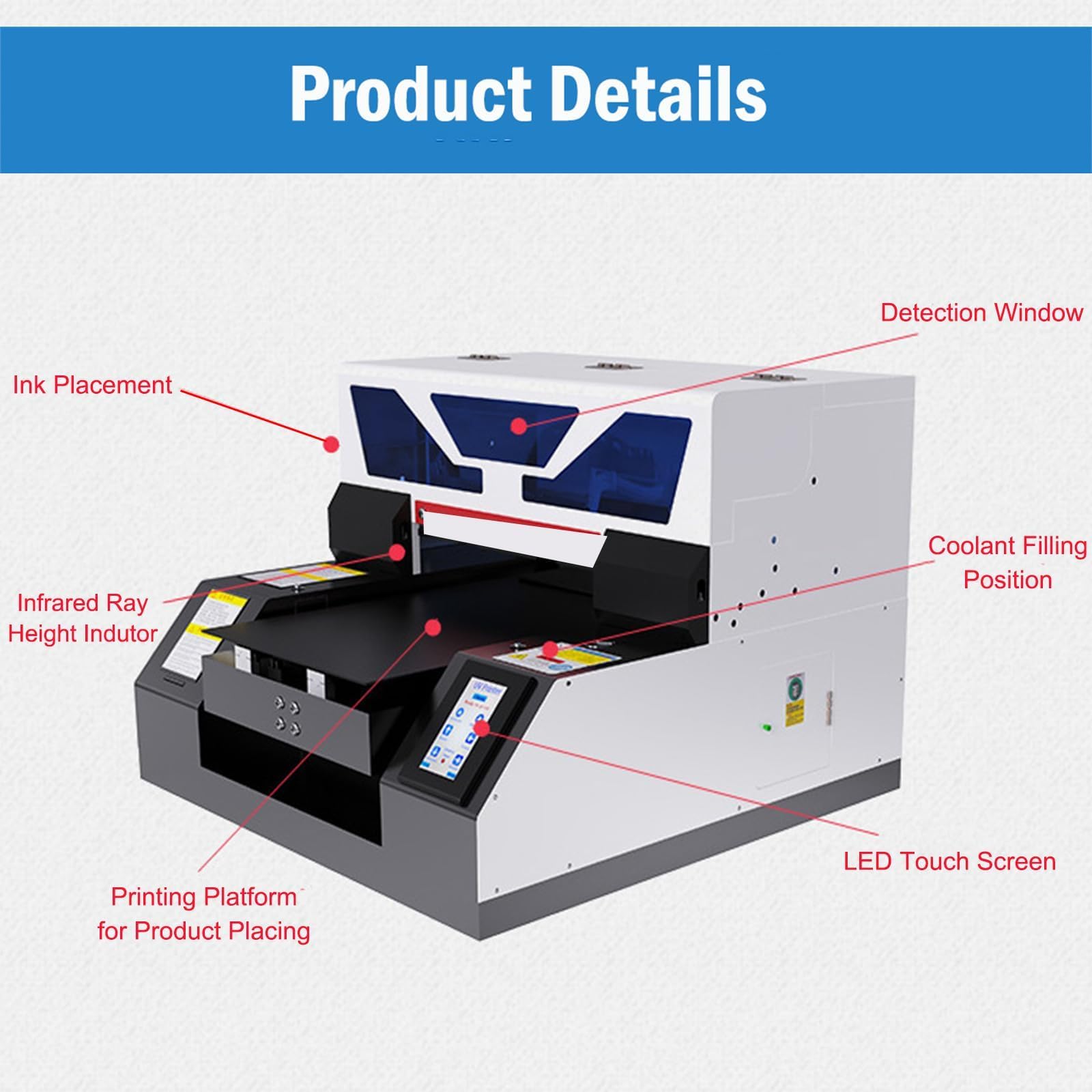Impresora Plana UV de inyección de Tinta A3 Impresora de Superficie Multifuncional de inyección de Tinta de Color automática se Pueden Imprimir Botellas, Negra, 2880x1440dpi