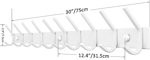 Miniatura 2 de WEBI Percheros para montar en la pared, ganchos para colgar en la pared, color blanco, gancho para colgar abrigos, 2 ganchos para colgar abrigos,