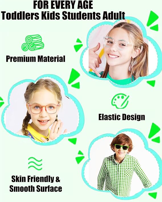 Kids Glasses Strap for Boys Girls(6.5-10in),Silicone Eyeglasses Straps for Women Men, Toddler Glasses Strap