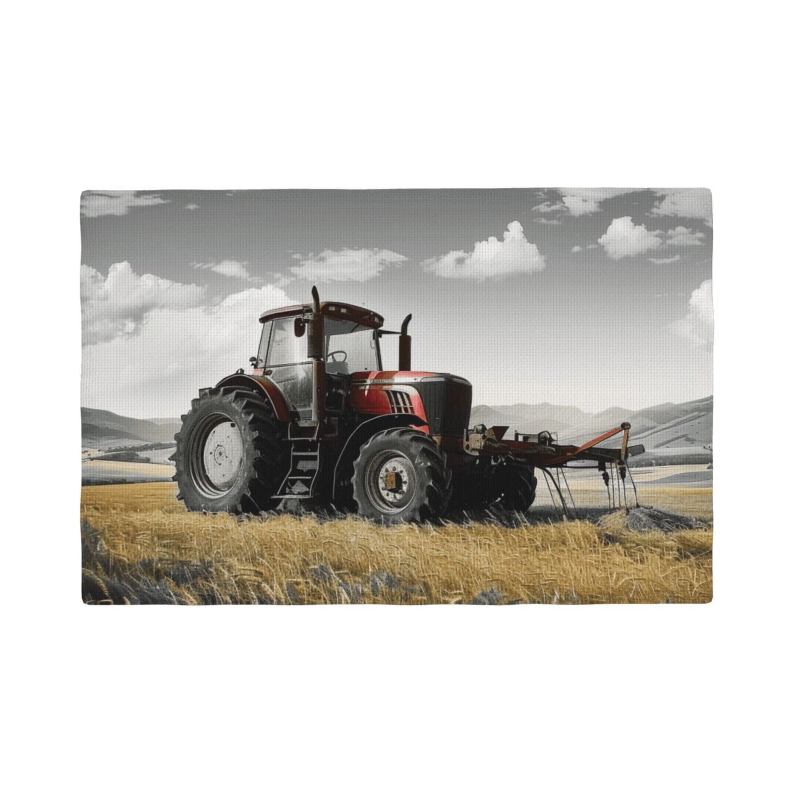 Tractor Agriculture Tranquil Print Placemats Set, Heat Resistant Washable Placemat 12x18in Table Mats for Party Kitchen Dining Table Decoration Indoor Outdoor, Six Piece
