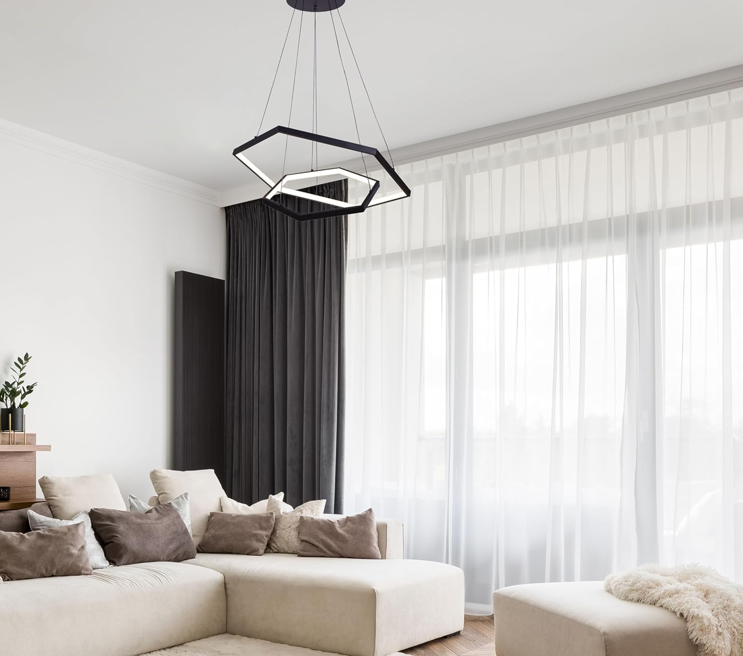 Canarm Capri 24-Inch LED Chandelier, Matte Black Finish with Integrated Dimmable LED, Adjustable Height Modern Lighting for Dining Room, Kitchen or Living Room