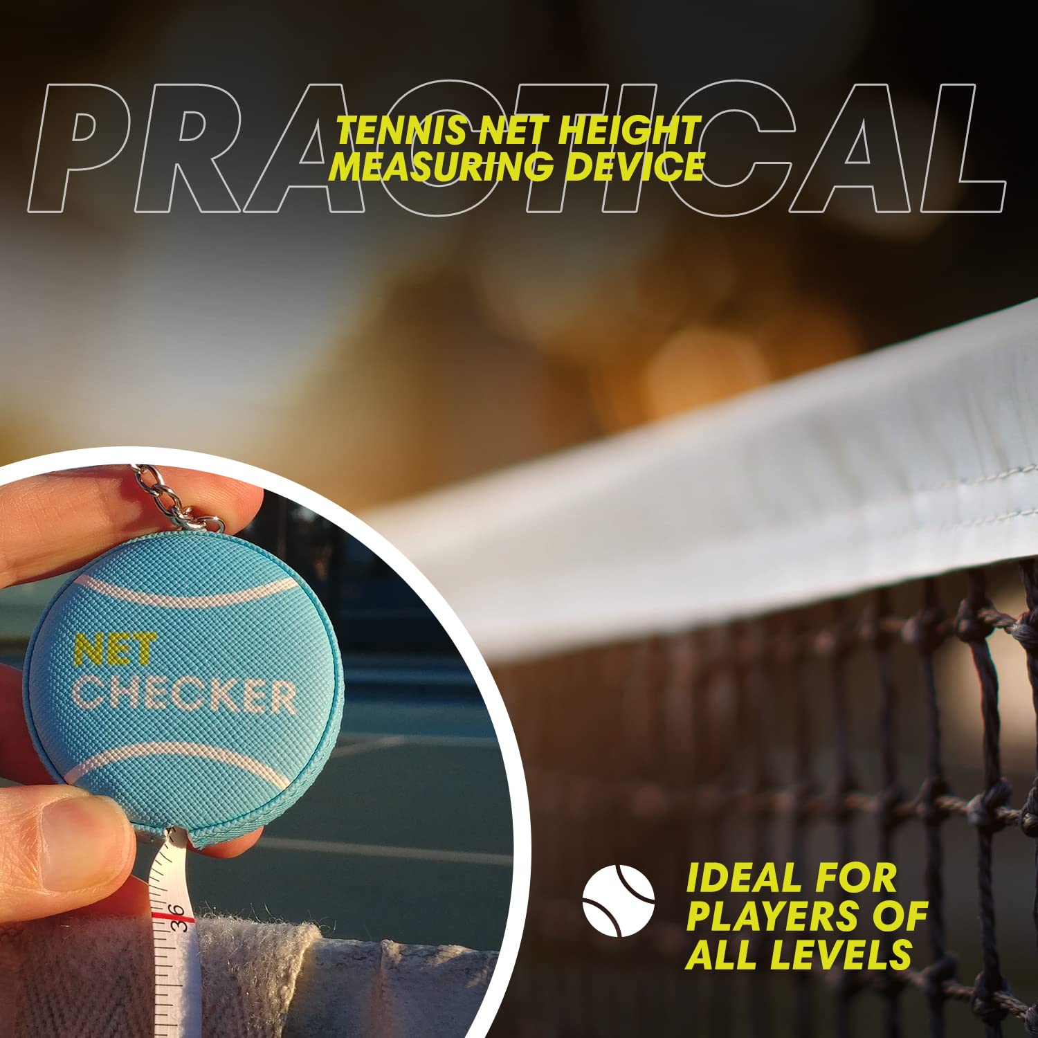 Scoring Right Net Checker Tennis Height measuring tape and keyring (Blue) - Image 4