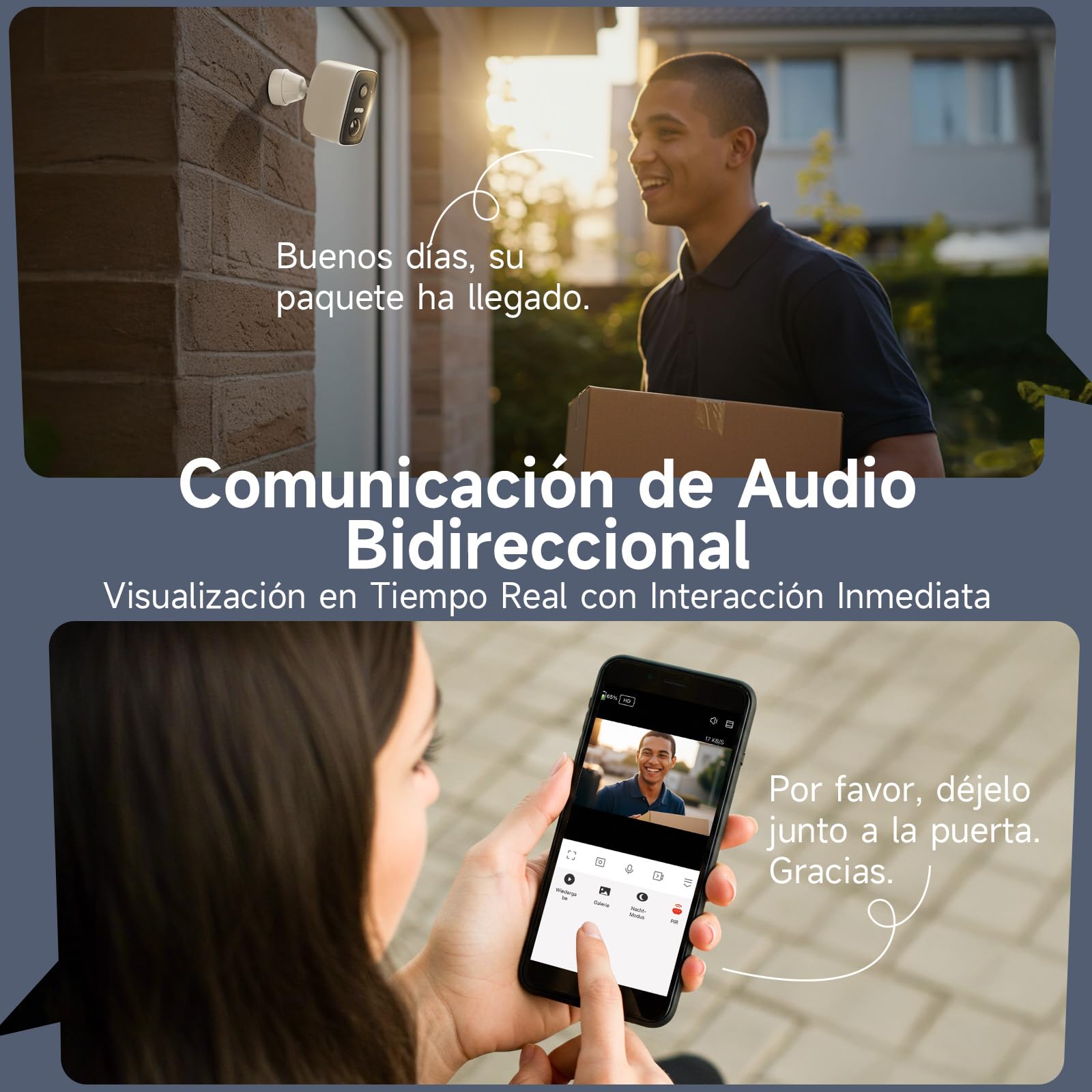 Cámara de Vigilancia WIFI Exterior, Rollei Wireless Security Cam 2K V2 Seguridad Camara sin Cables Visión Nocturna Detección de Movimiento Audio Bidireccional IP65 Cámara-Vigilancia-Exterior-Seguridad