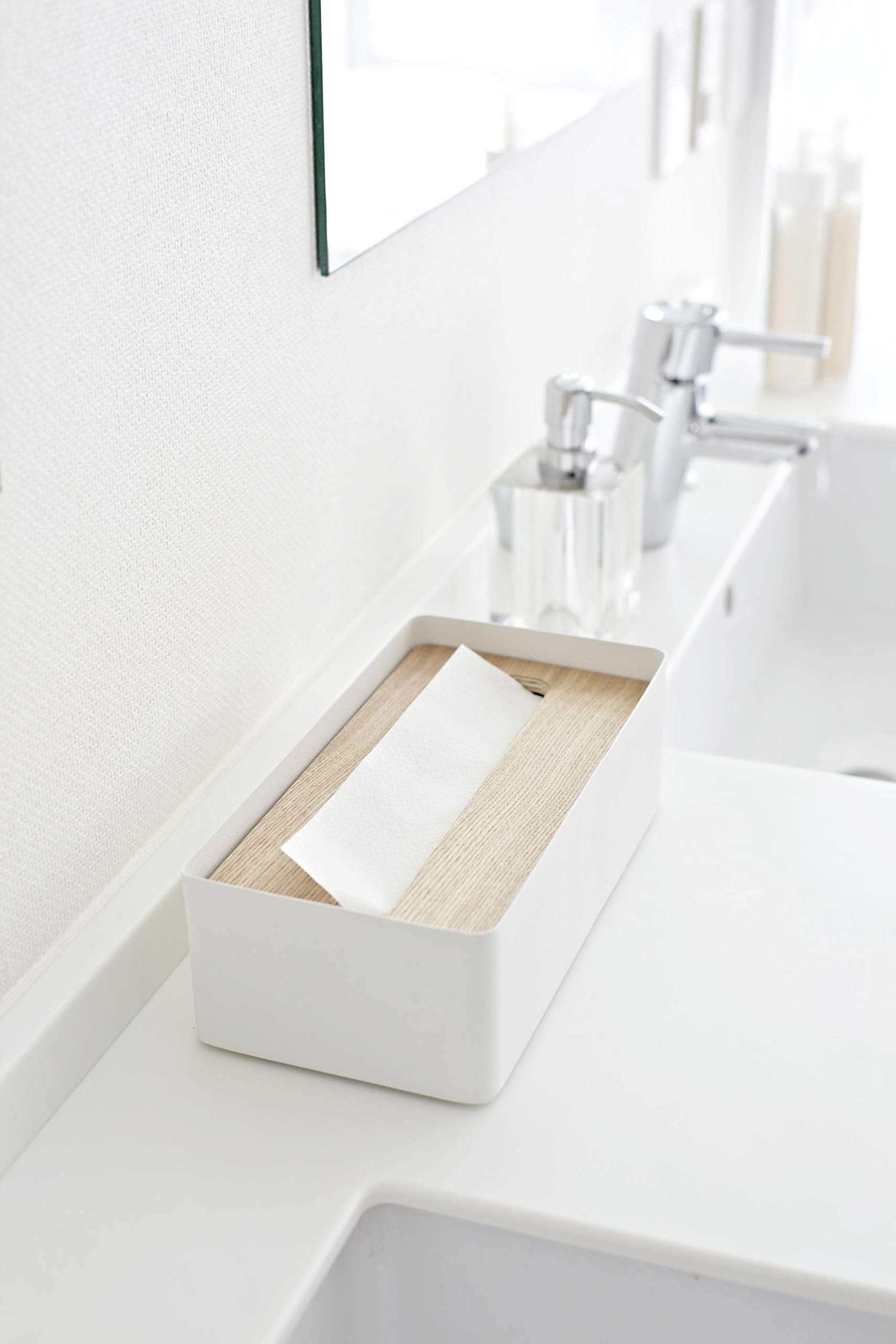 Yamazaki Runde Taschentuchbox – Minimalistisch, Weiß, Für Bis Zu 400 Tücher