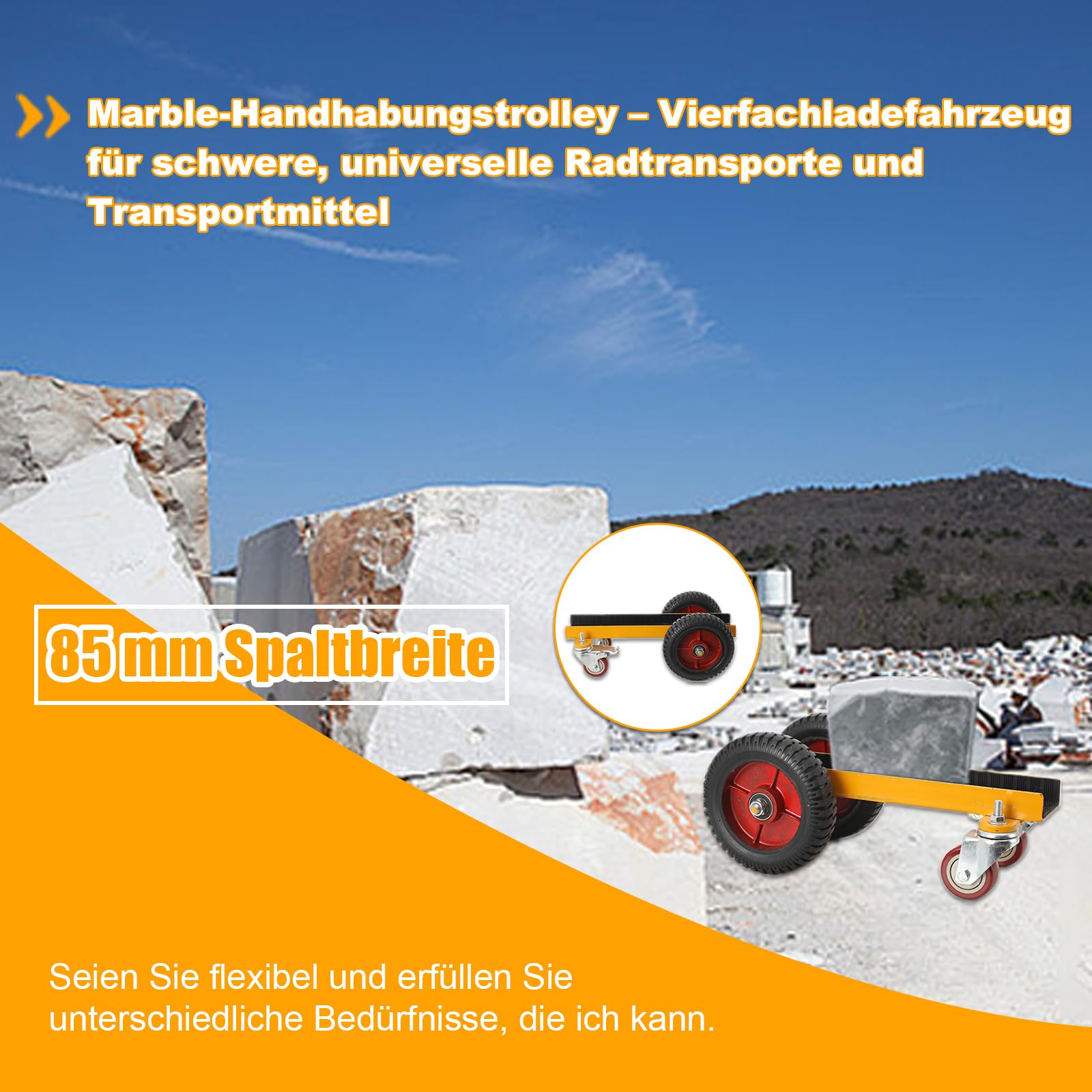 Plattenroller Plattenklemmwagen bis 500kg 200mm Klemmlänge 85mm Klemmbreite, Plattenkarren Transportwagen 4 Rad, Plattenwagen zum Transport von Holzplatten, Türen, Fenster u.v.m. mit Vollrad