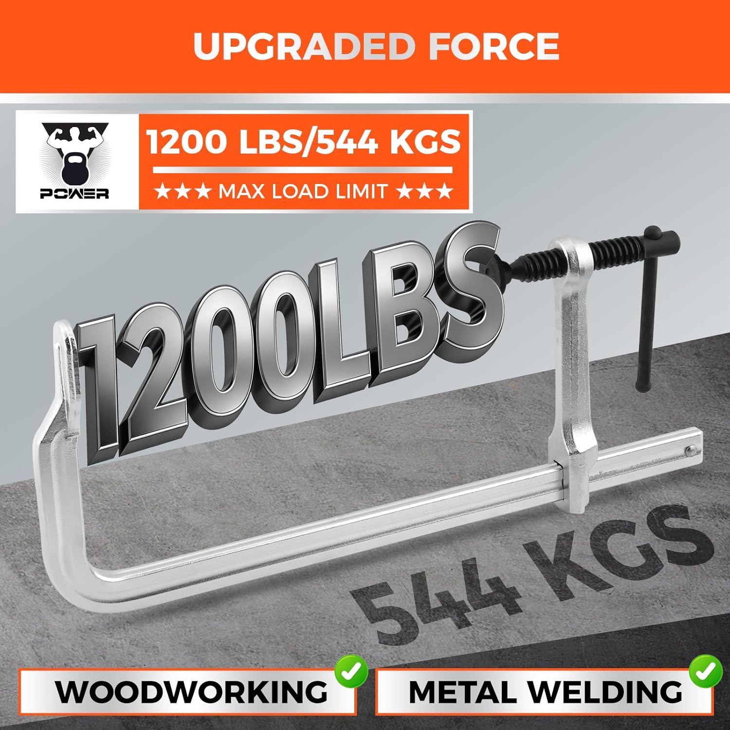 HORUSDY 4PCS Heavy-Duty Bar Clamps, 12-Inch F Bar Clamps with 1200LBS Strong Clamping Force, Drop-Forged Steel Frame, Smooth Adjustment for Woodworking, Metalworking, Welding, DIY, and Garage Projects