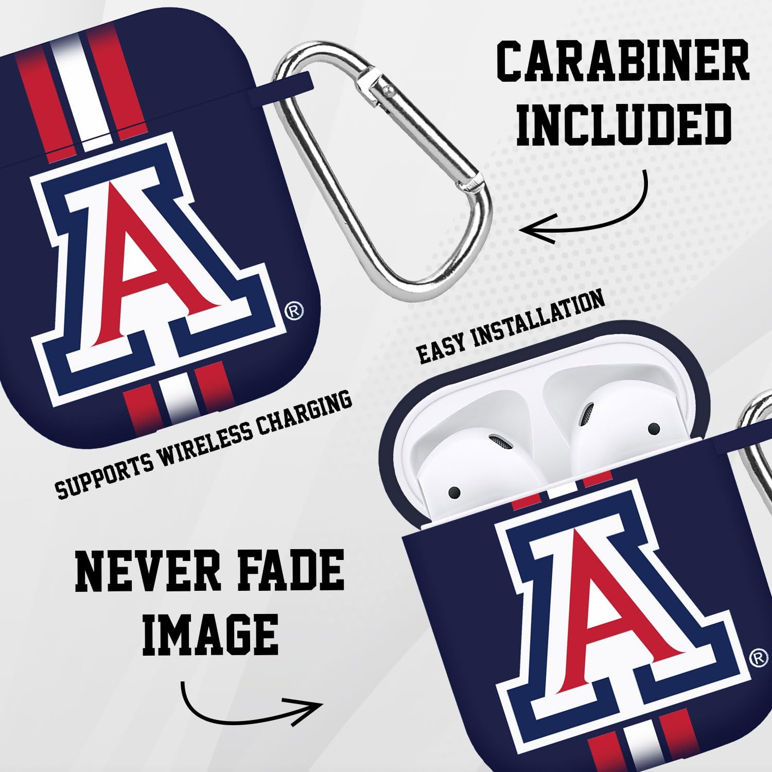 AFFINITY BANDS Arizona WildcatsHD Case Cover Compatible with Apple AirPods Gen 1 & 2 (Stripes)