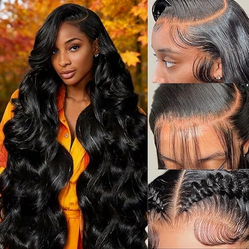 13x6 Body Wave Lace Front Wigs Human Hair 30 Inch Lace Front Wigs Human Hair Pre Plucked 200% Density Body Wave Human Hair Wig Natural Color For Women