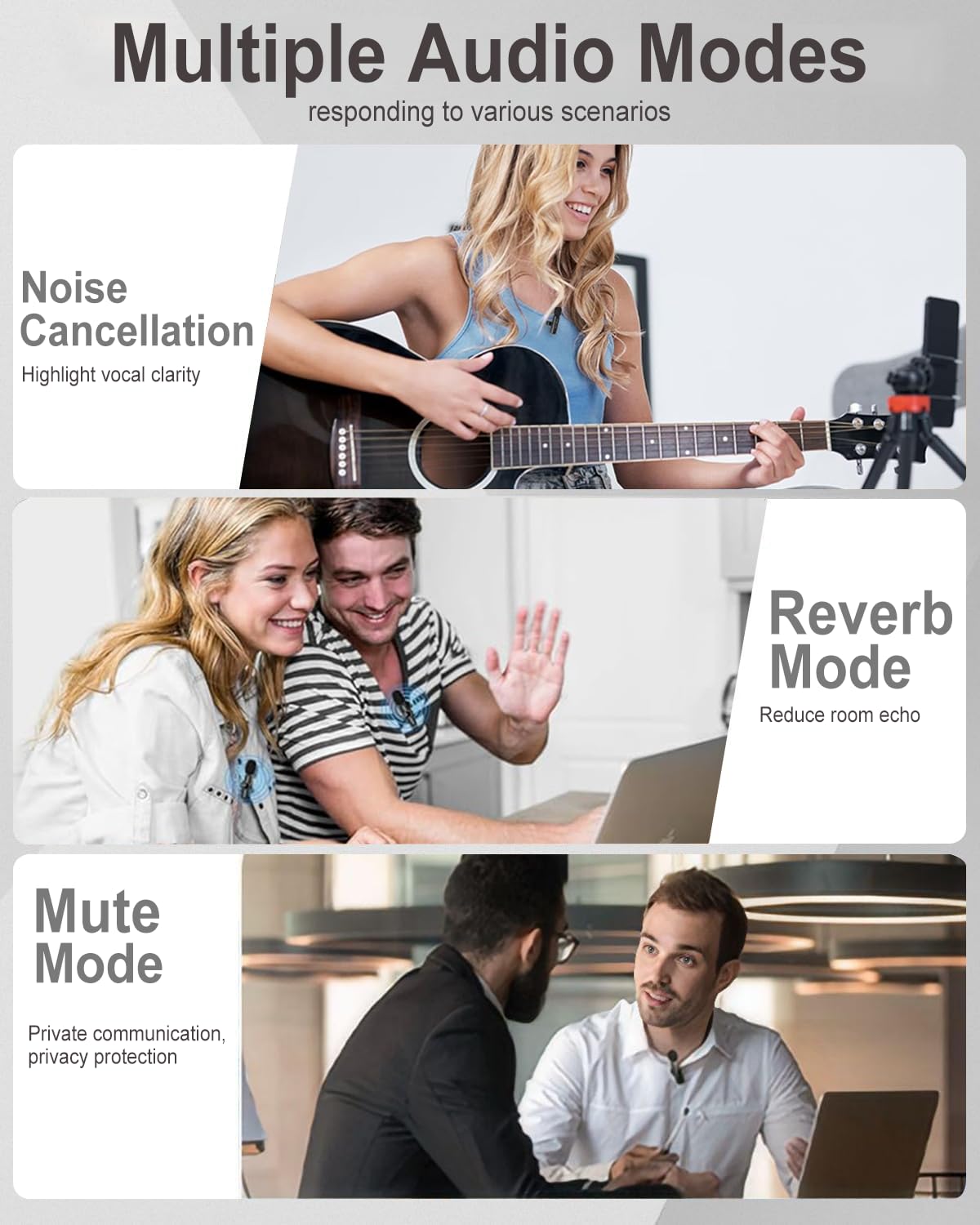 Micro Cravate Sans Fil - Microphone Sans Fil à pince compatible iPhone/Android/Ordinateur, Mini Micro avec suppression du bruit, compatible streaming en direct, vlogging, YouTube, TikTok et interviews