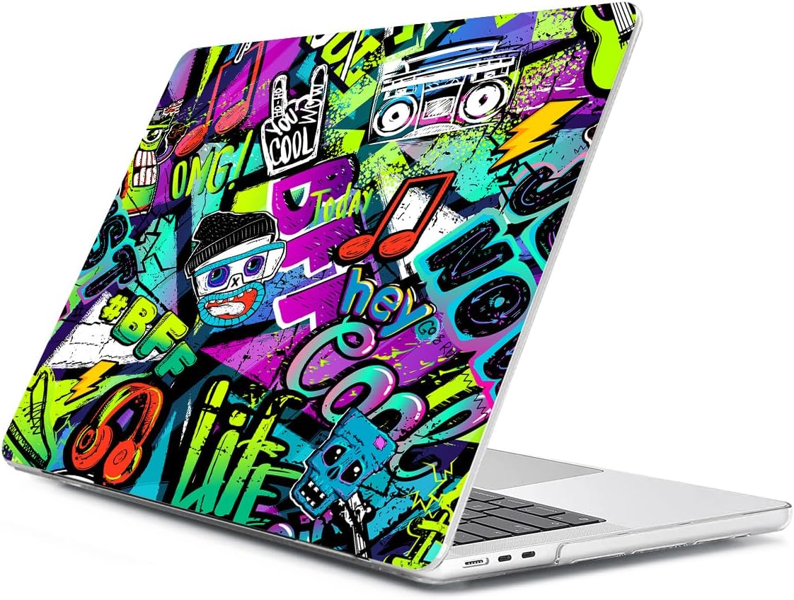 Compatible with MacBook Air 15 inch Case 2026 2025-2023 Release M5 A3448 M4 A3241 M3 A3114 M2 A2941 with Retina Display, Hard Shell+Keyboard Cover+Screen Protector+Webcam Cover, Cool Graffiti