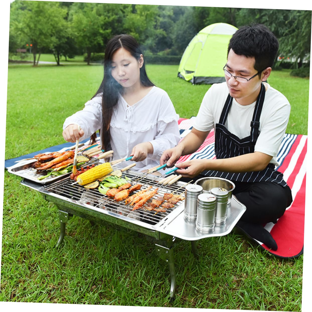 FUNOMOCYA Grill Side Shelves Bbq Grill Accessories Barbecue Storage Rack Outdoor Bbq Replacement Parts Stainless Steel