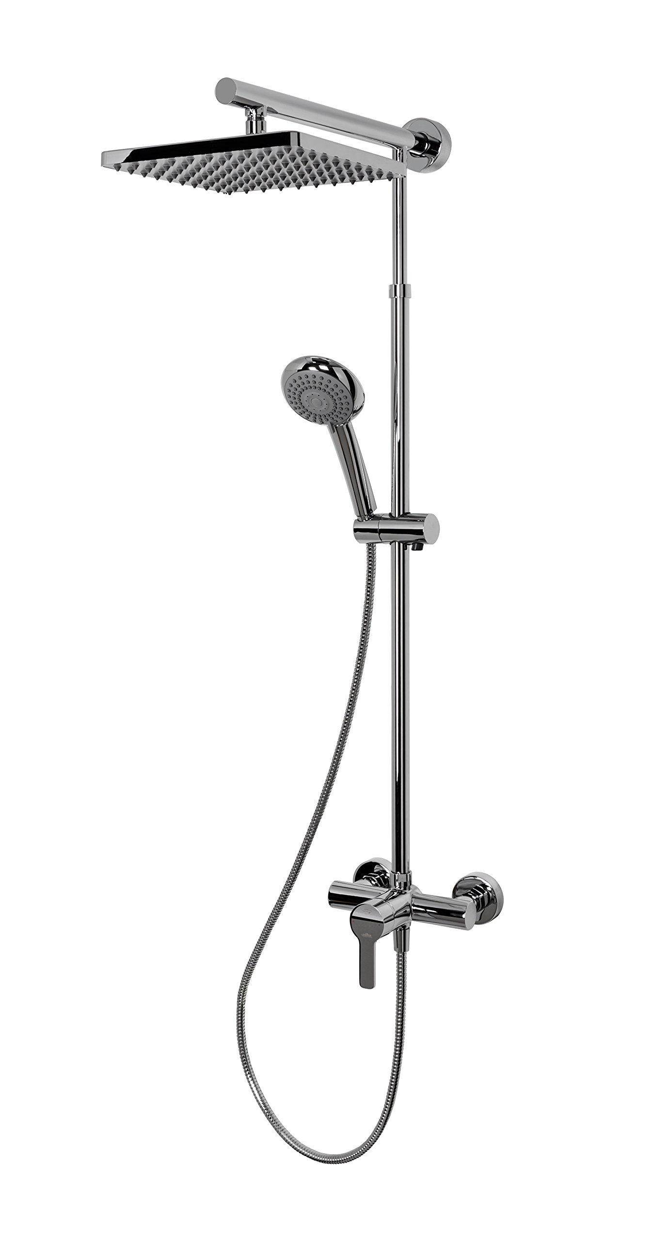 Schulte Duschsystem Regendusche mit Einhebelmischer, Kopfbrause, eckiges Chrom-Design