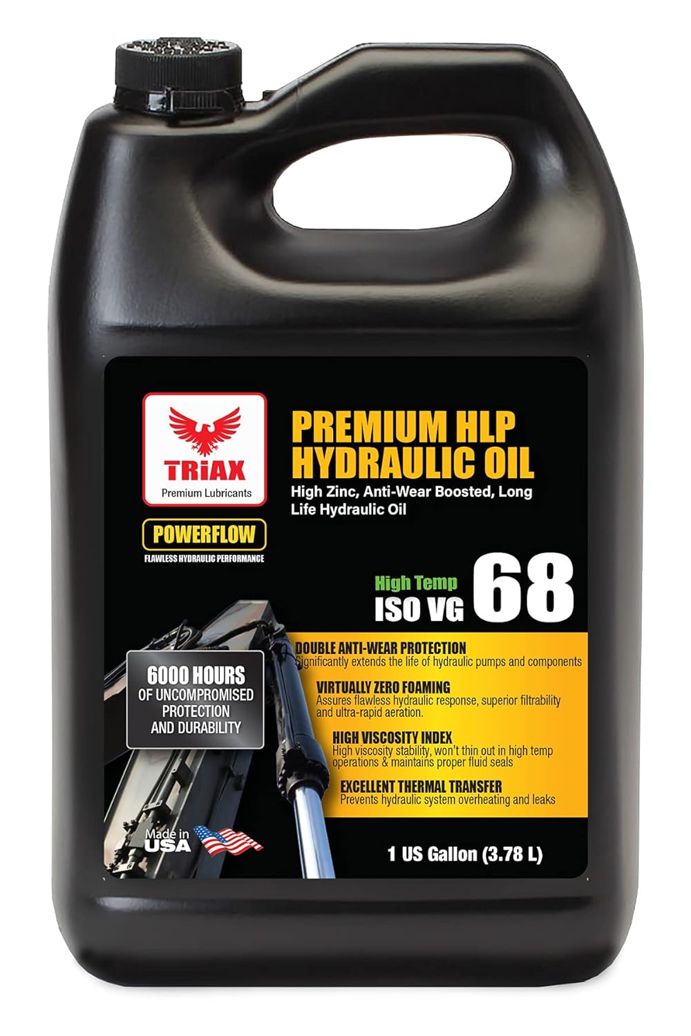 Triax Premium HLP Hydraulic Oil 68 Powerflow, 6000 Hour Extended Life, Double Anti-Wear, True All Season, -40 F Pour Point (1 Gallon) : Automotive