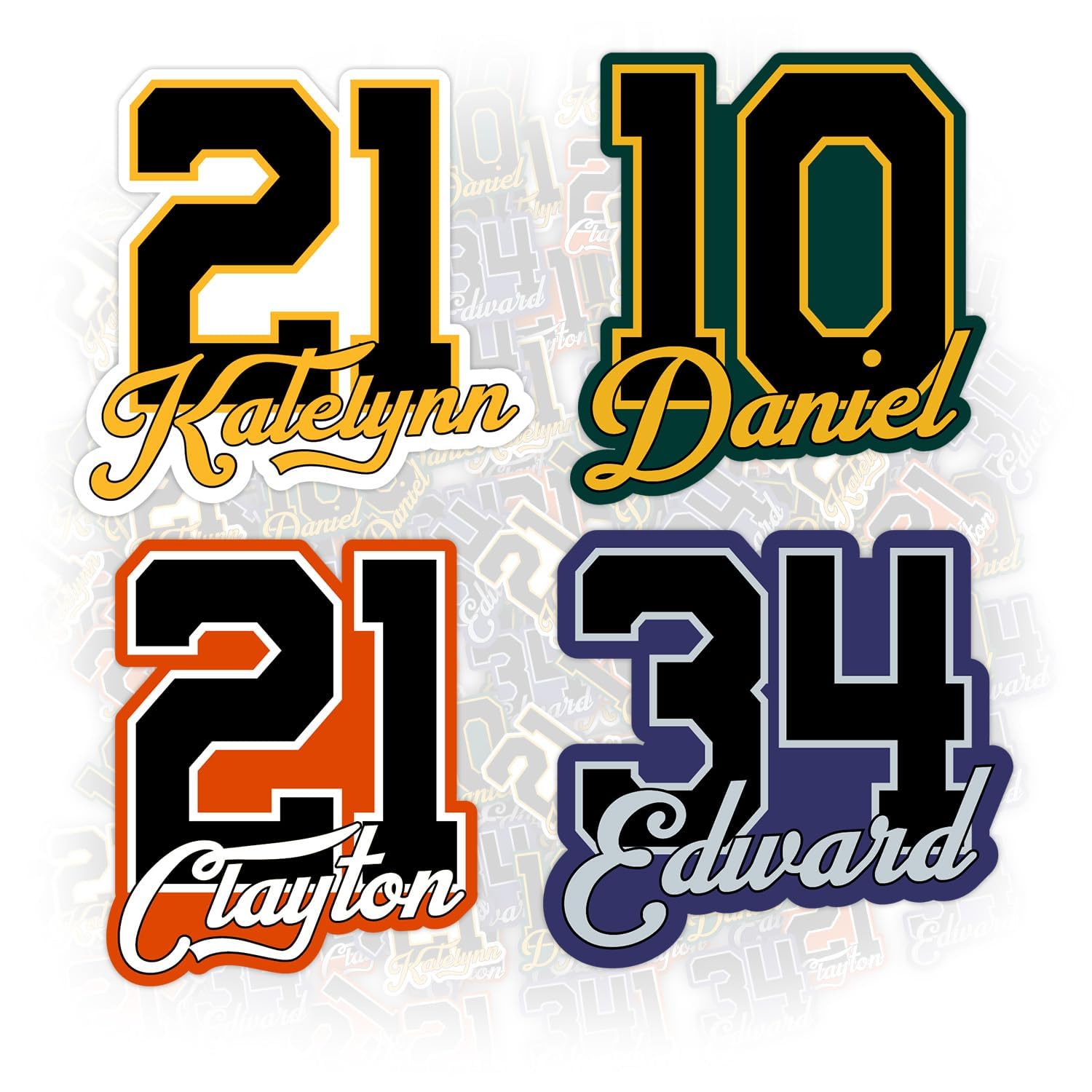 Custom Name Number Sticker Personalized Name for Hard Hat Stickers Softball Baseball Basketball Ice Hockey Soccer Football Sport Decal V4