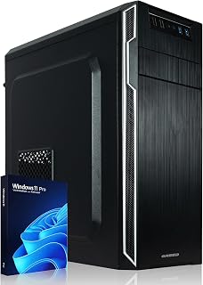 GREED® Intel Core 12th Gen Multimedia PC fisso - Desktop veloce per ufficio e casa - Computer con 4,0 GHZ - 16GB RAM - Disco da 240GB SSD + 1TB HDD - DVD+RW - USB3.0 - WLAN - incl. Windows 11 Pro