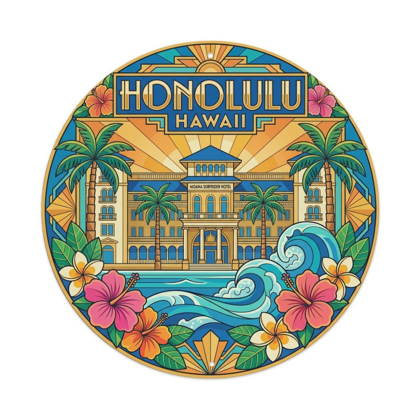 Este 8X8inch Style Vintage Travel Honolulu Hawaii Vitality Metal Tin Sign