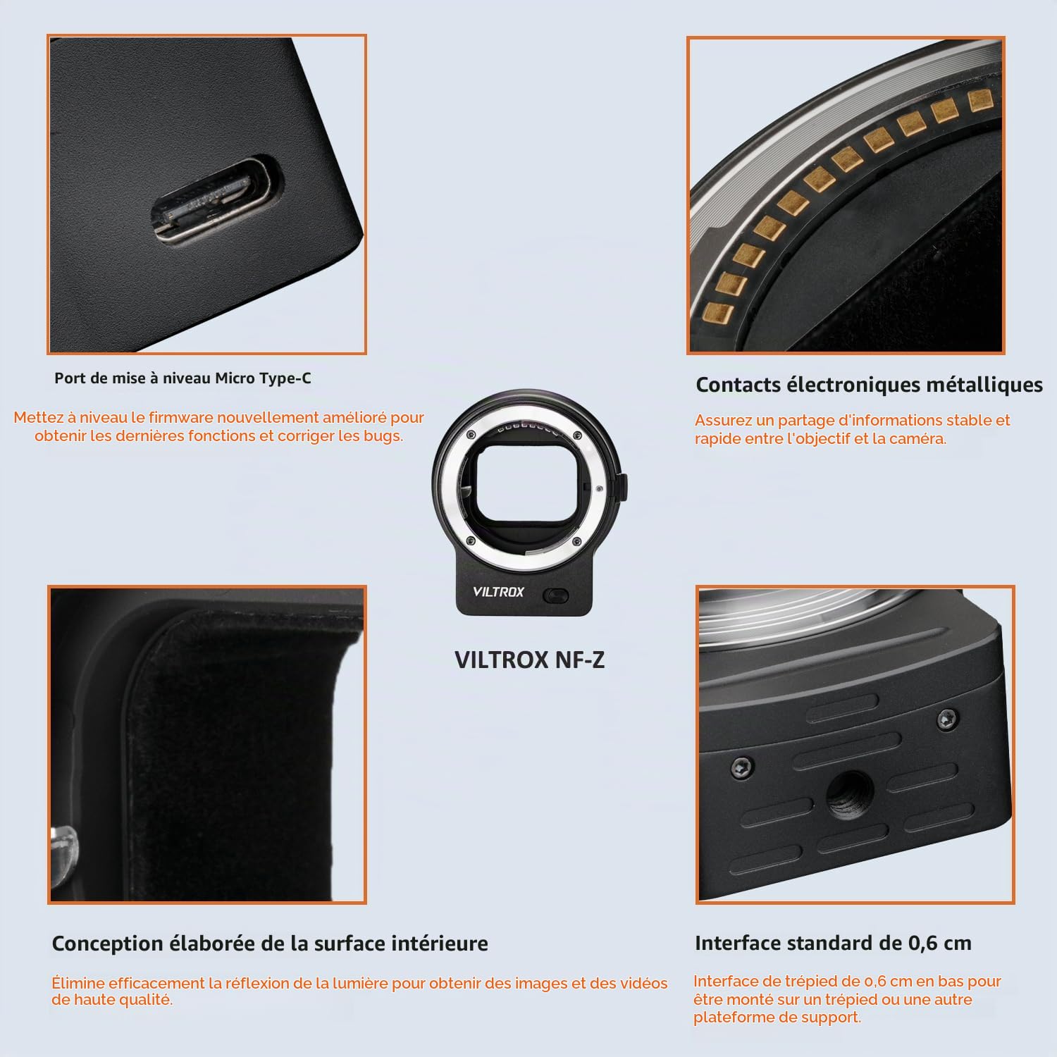 NF-Z Adaptateur de Monture autofocus FTZ Compatible avec Objectif Nikon F Series vers Appareil Photo Z-Mount Z5 Z50 Z6 Z6II Z6III Z7 Z7II Z7III Z8 Z30 Zfc