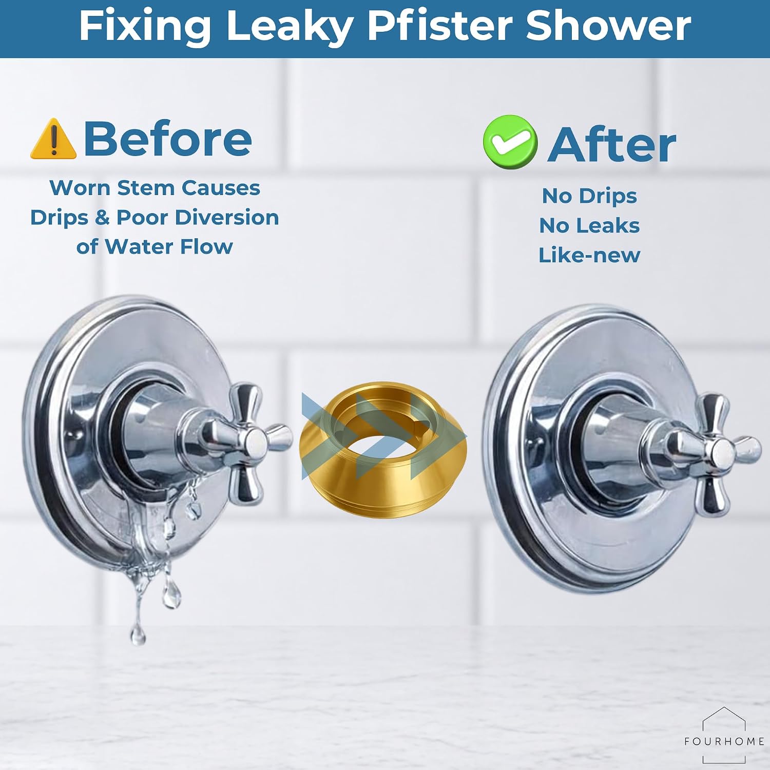 Replacement for Pfister 970-500 and 5713 Bibb Seats | Fits Pfister Two-Handle and Three-Handle Tub and Shower Compression Faucets | 10-Pack Solid Brass, 21/32 in. x 18 Thread Hex Socket