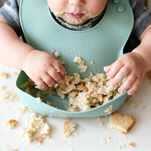 Miniatura 6 de Ginbear Cuencos para bebés con succión de primera etapa, baberos de silicona, cucharas de alimentación para bebés, suministros de destete LED para