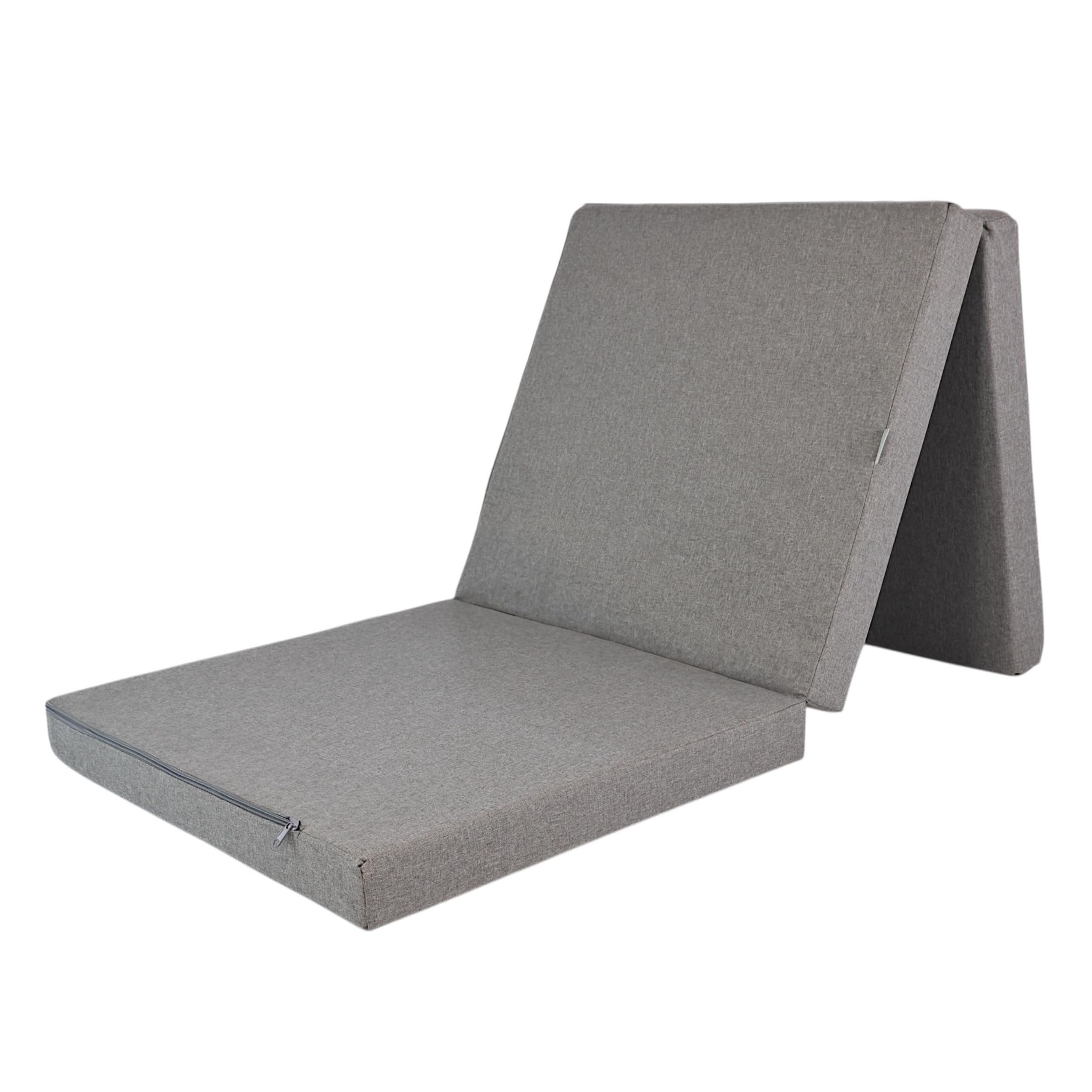 FORTISLINE Materasso pieghevole – 3 pezzi – Materasso pieghevole per ospiti – Materasso per camper con rivestimento esterno impermeabile – Materasso a cubo – Letto per ospiti – Materasso per roulotte