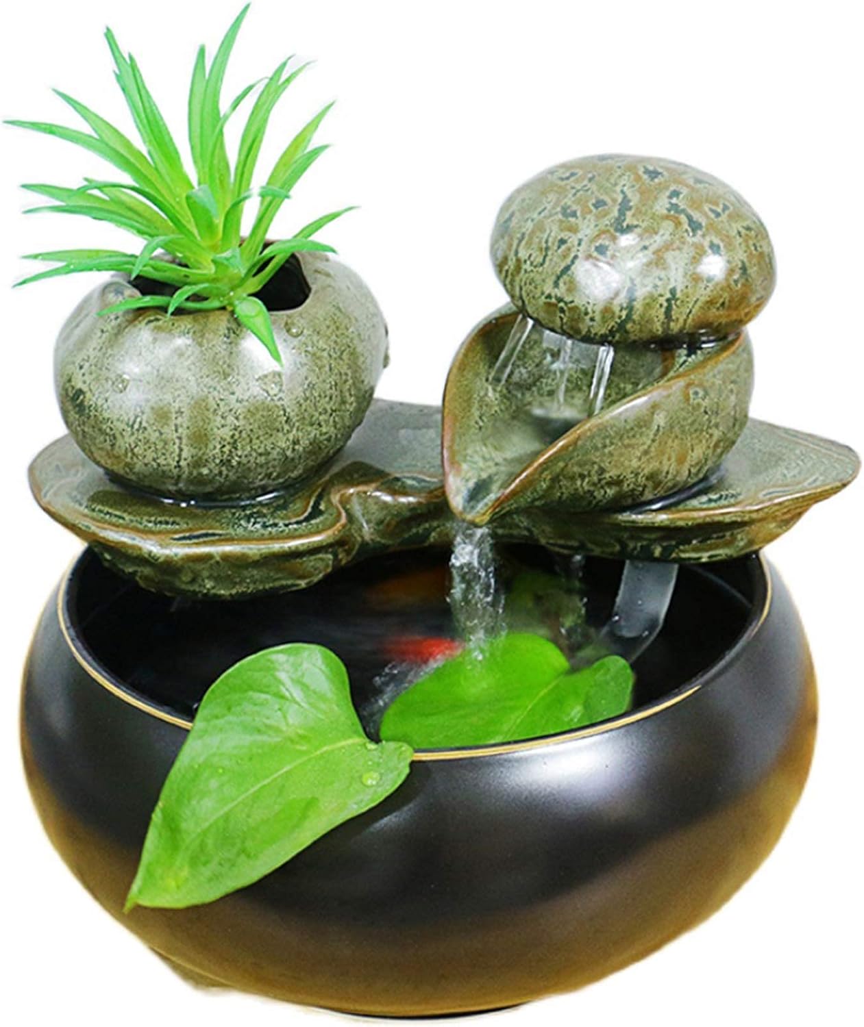 Relaxation Tabletop Water Fountain,Indoor Water Feature Decoration,Small Zen Water Fountain with Soothing Sound (B 7inch)