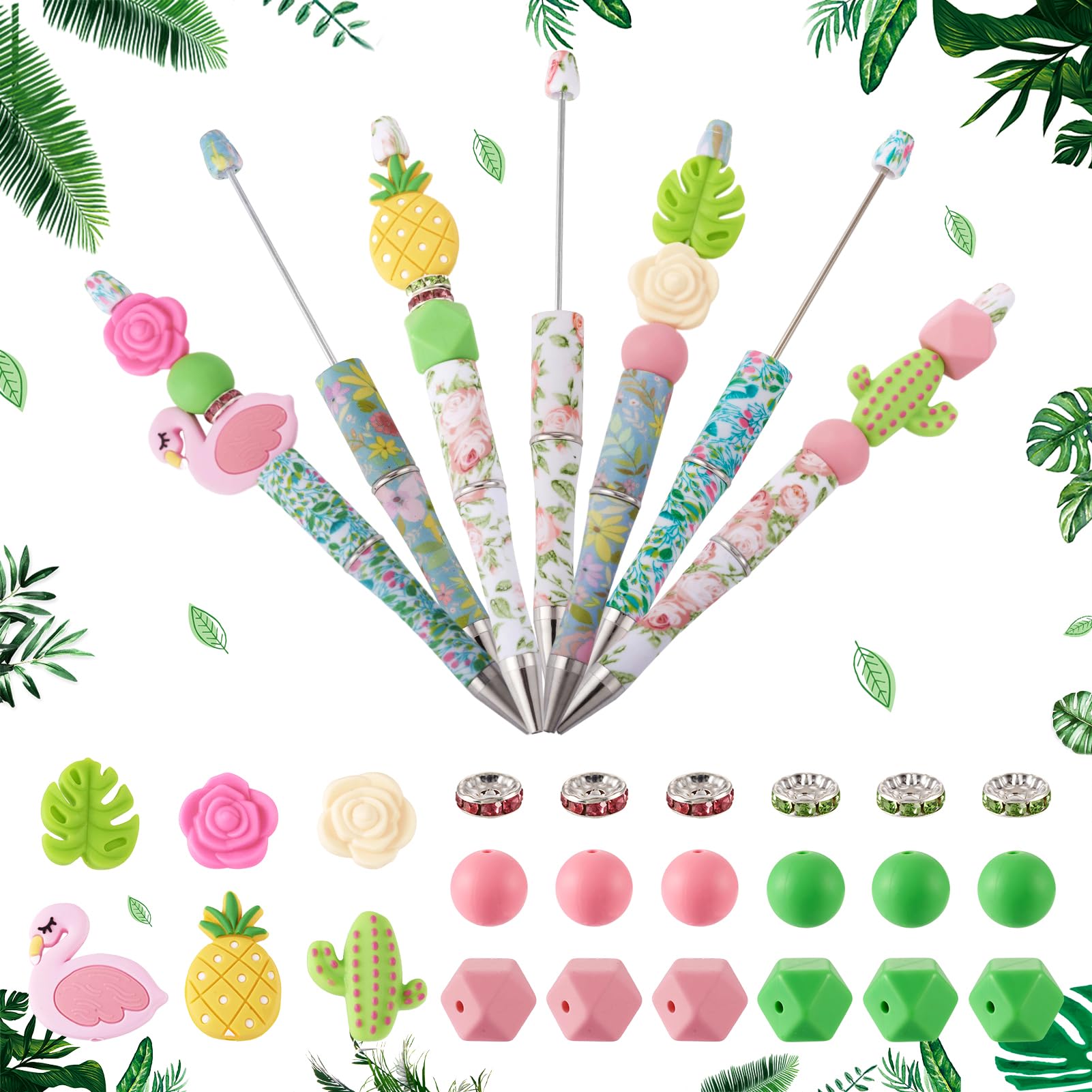 12 penne con perline multicolori 4 in 1, penne colorate con perline colorate, penne retrattili per fai da te, kit per studenti e bambini
