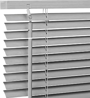 PVC Venetian Blinds for Windows PVC Curtains Trimmable Shades for Home Kitchen Windows Treatment Shutters 25mm Slats Complete Child Safe Fittings - Window Venetian Blind Grey W120cm x L150cm