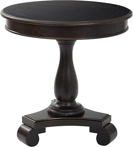 OSP Home Furnishings Inspirado en la mesa redonda Bassett Avalon, negro antiguo, (BP-AVLAT-YCM1-osp)