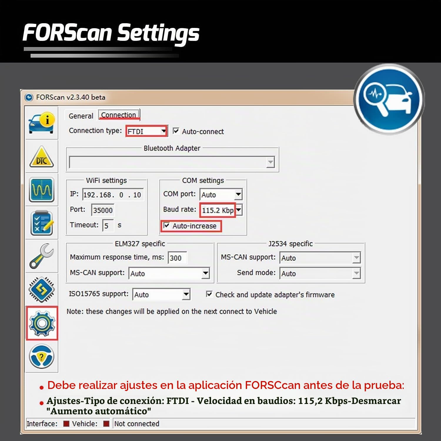 vgate vLinker FS diagnóstico OBD2 Interfaz USB Adaptador OBD para Windows