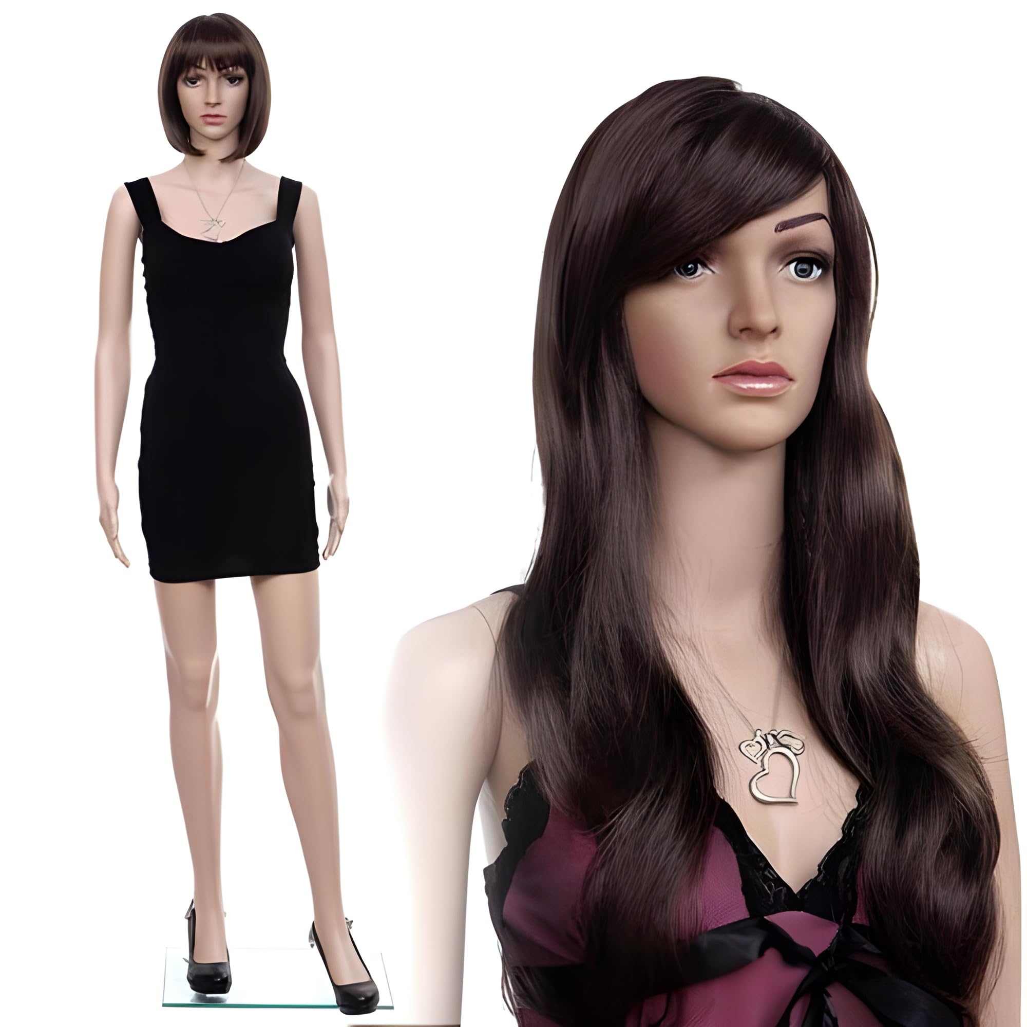 Female Full Body Mannequin with Hair Wick (ECO) - 5.8 Feet, Skin Tone Display Dummy for Fashion, Apparel, Accessories, Retail & Photography Use