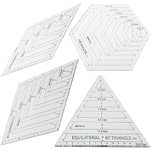 4 Pcs Acrylic Quilting Rulers Set, 60 Triangle, 45&60 Diamond, Hexagon Patchwork Templates, Clear Sewing Cutting Templates for DIY Quilt Craft Projects, Metric Scale Only