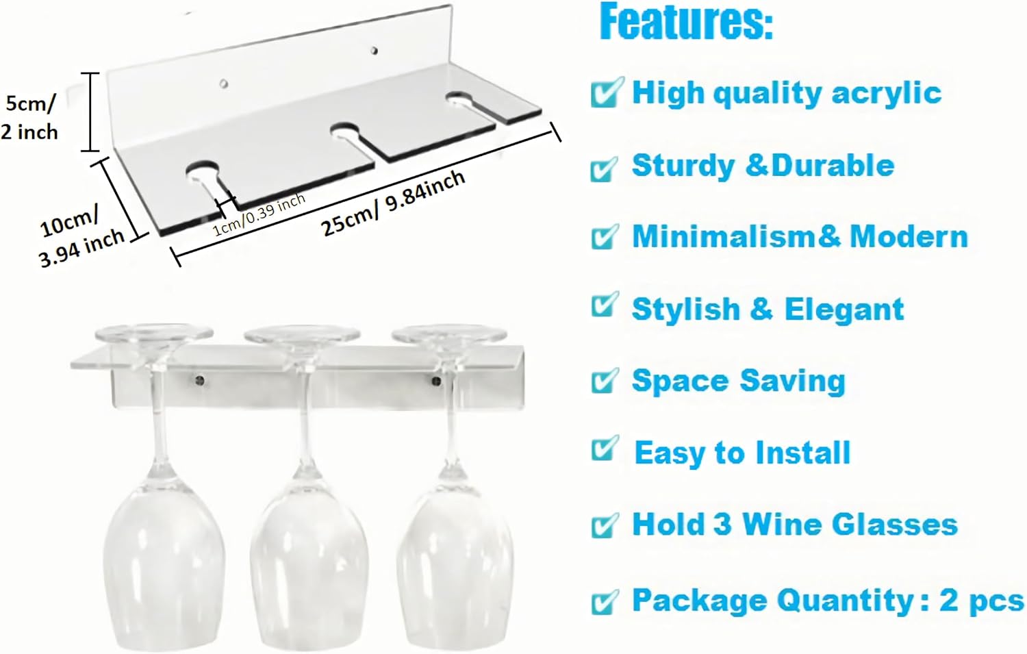 Generic Brands Clear Acrylic Stemware Rack Set of 2,Wine Glass Holder