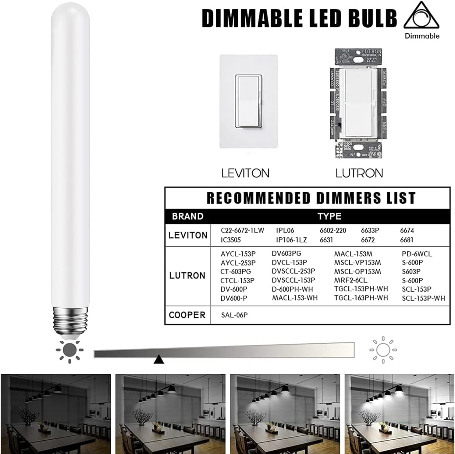 LEOOLS LED Light T10 12W 11.8inch E26 Base Matt Opal Porcelain Dimmable Tubular LED, E26 Edison Bulb 12W Equal 100W Light 4000K Neutral White, CRI90+,600LM,4 Packs