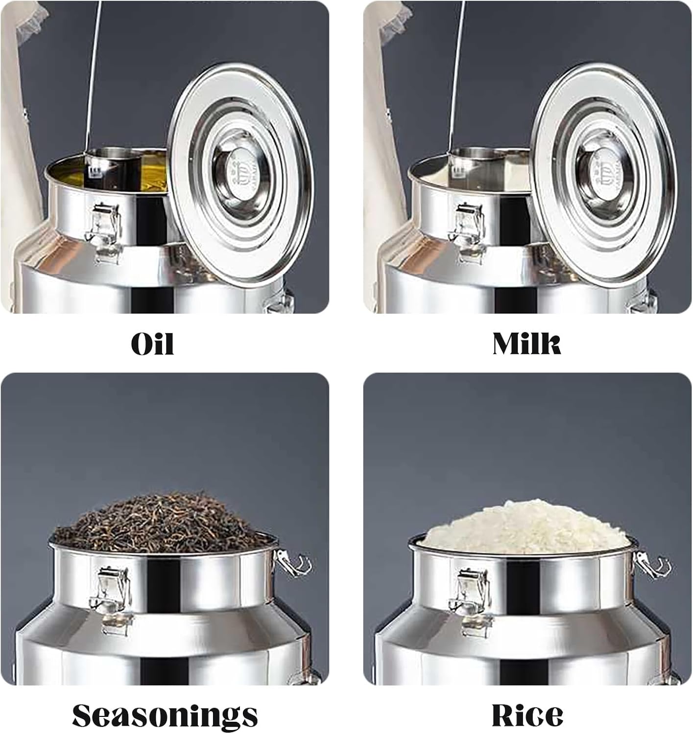 頑丈なミルクバケツ ワインバケツ ミルク缶収納バケツ 蓋と2つのハンドル付き キッチン レストラン パーティー用 18L,18L