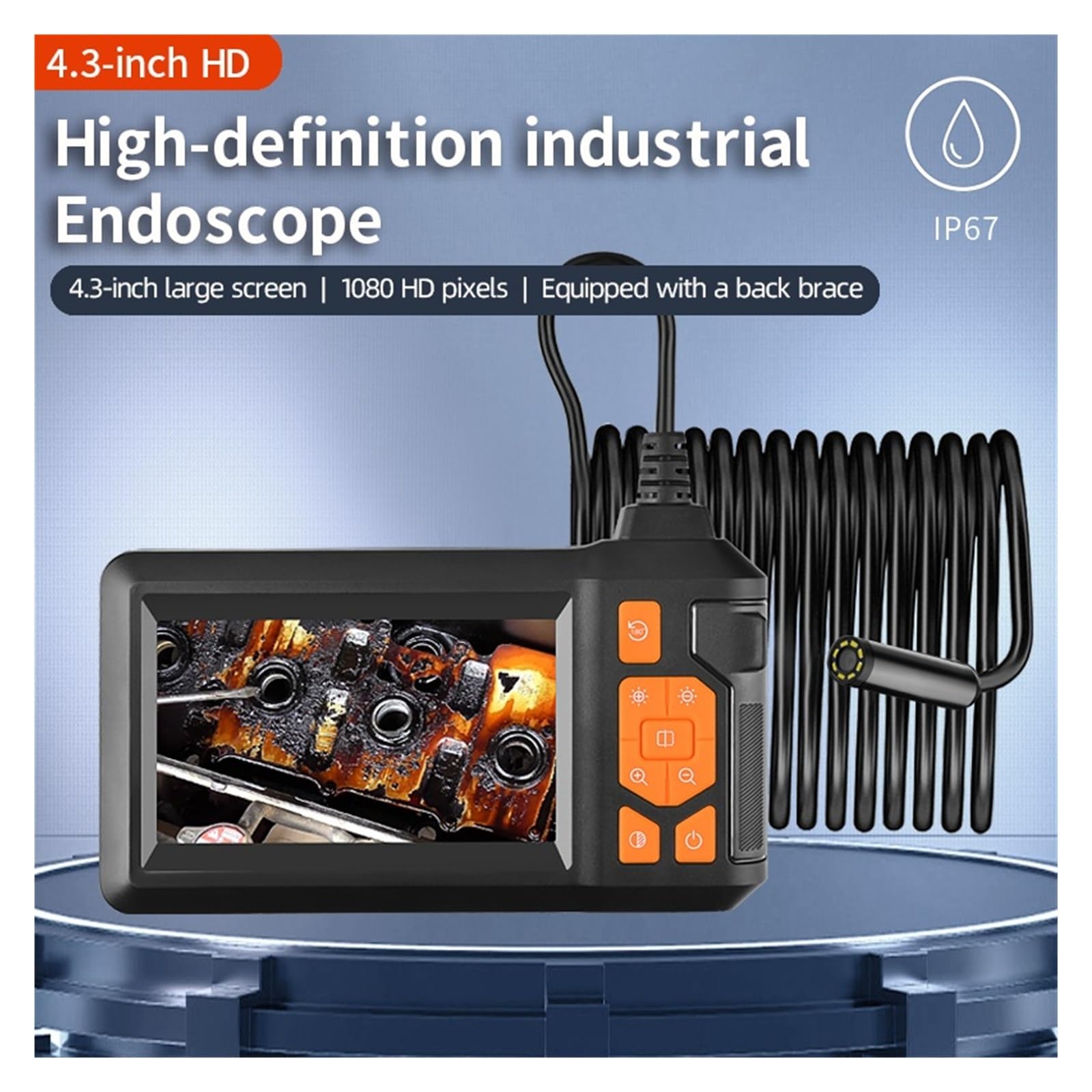 Endoscopio, Cámara endoscópica Industrial HD 1080P 4,3 "boroscopio de inspección Coche IP67 Impermeable alcantarillado(15m,8mm Single Lens)