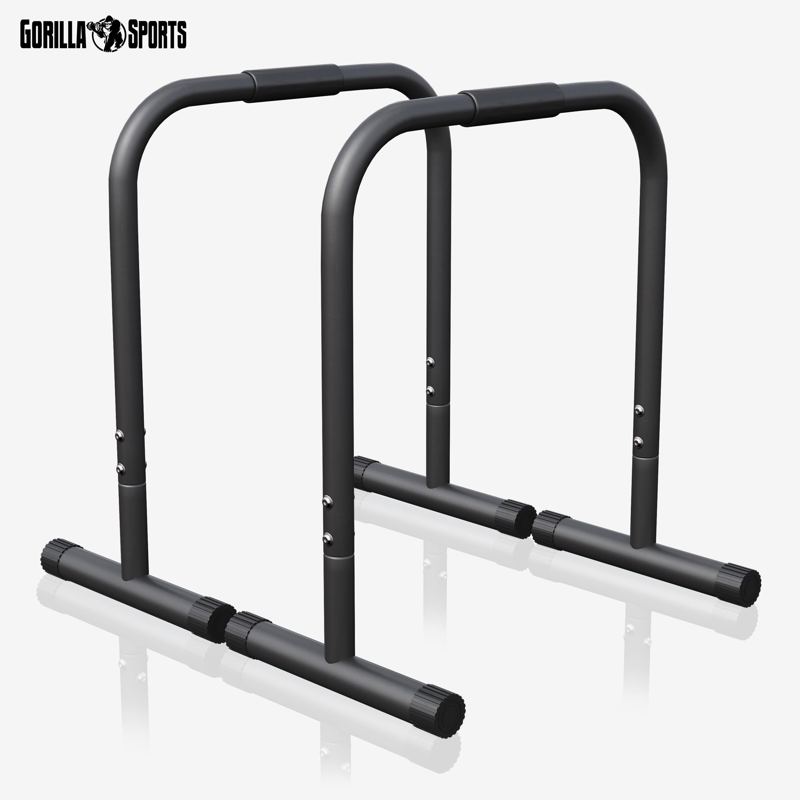 GORILLA SPORTS® Barres Parallèles - Paire, Hauteur 73 cm, Charge Max 200kg, Acier Haute, Noir/Bleu/Rouge - Station de Dip Parallettes, Dips Stand, Calisthenics, Push Up Bars, Musculation, Fitness, Gym