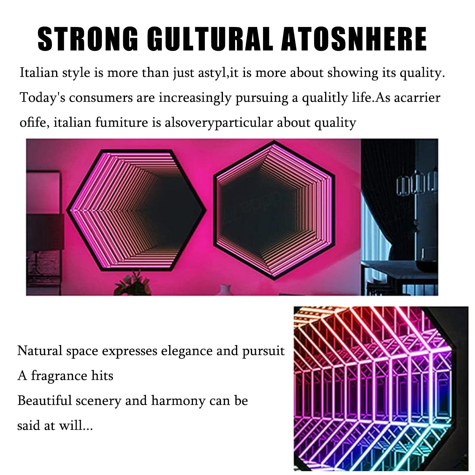 Luz De Noche De TúNel Rgb, LáMpara De TúNel Con Espejo Infinito, Luces Colgantes De Pared Con Sensores Remotos, Luz De TúNel Multicolor Para Sala De Juegos,hexagon-30cm