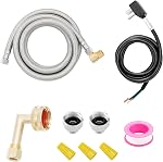 Universal Dishwasher Installation Kit – 6ft Stainless Steel Inlet Hose + 6ft Drain Hose with Power Cord & Accessories