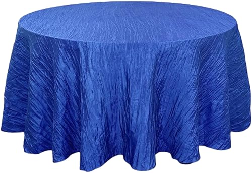 Your Chair Covers - Mantel redondo de tafetán arrugado de 120 pulgadas - Azul real, mantel de comedor brillante aplastado para bodas, fiestas,