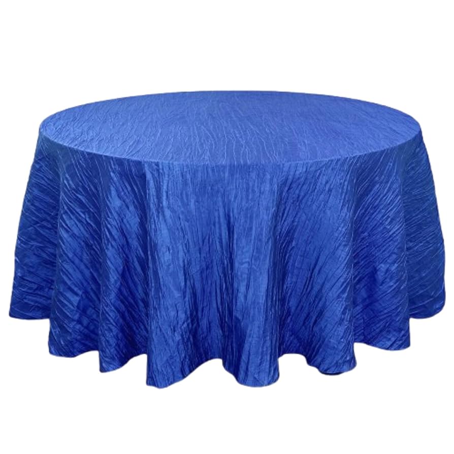 Amazon | 132インチRound Crinkle Taffetaテーブルクロス ブルー
