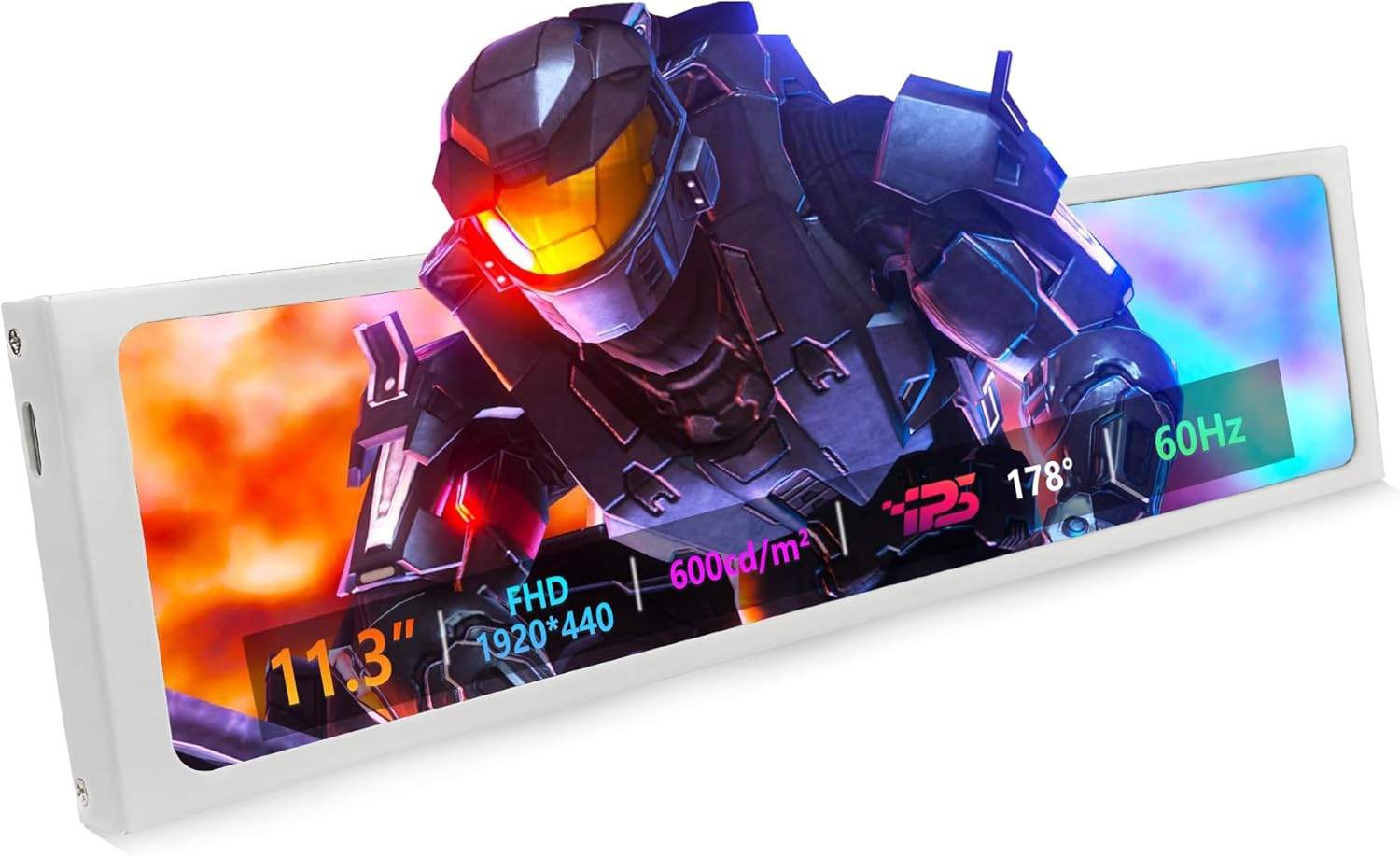 11.3 Inch Mini Monitor - FHD IPS1920x440 LCD Display, Computer Secondary Screen, CPU Temp Monitors with Casing for PC Case Temp Windows macOS Aida64 CPU GPU Monitor