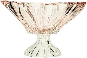 Bohemian Crystal AU52038, 13-Inch Pink Plantica Crystal Fruit Bowl on a Stem