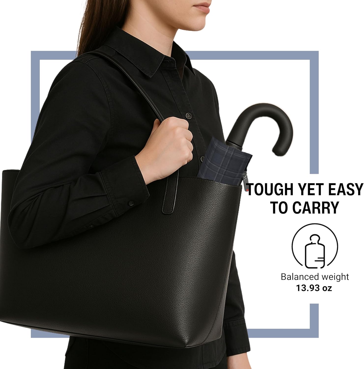 Knirps T.260 Medium Automatic Open Close Rain Umbrella with Curved Handle and Carrying Case - Compact Windproof Travel Umbrellas for Adults, 97cm Diamteter - Image 4