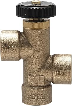 Watts LF70A Brass Hot Water Extender Mixing Valve, 3/4 Inch, Solder End Connections, Stainless Steel Springs and Dial Adjustment Cap, Easy to Maintain, Remove and Replace