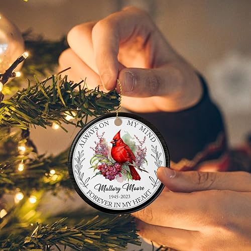 Vista 51 de Adorno de cerámica con cardenal personalizado en memoria amorosa, los seres queridos pueden dejar este mundo pero nunca dejan nuestros corazones