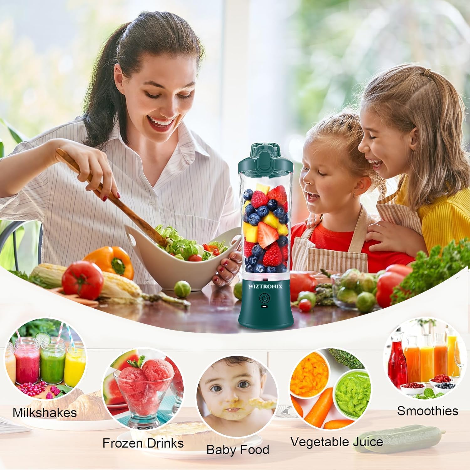 Licuadora Personal GEEPAS 350W - 2 Botellas Tritan BPA-free - Batidos Viaje