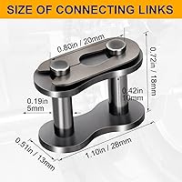 Vista 2 de OIIKI Paquete de 6 eslabones de conexión de cadena de rodillos #520, conector maestro sin junta tórica, serie 520, estándar para máquinas agrícolas